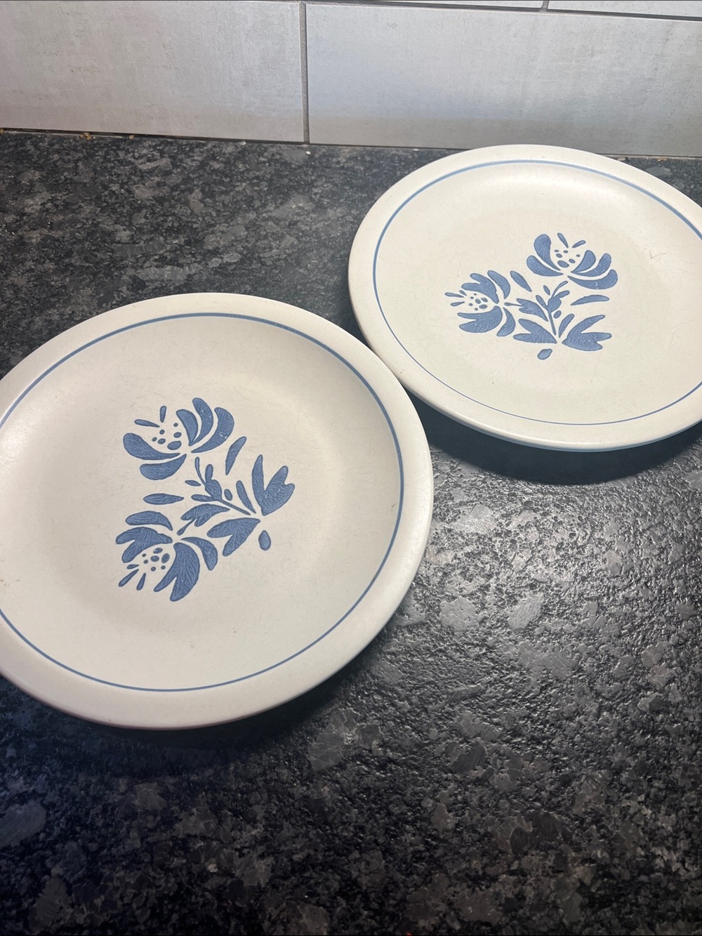 10” Pfaltzgraff Yorktowne Blue Floral Ceramic Dinner Plates - Set of 2